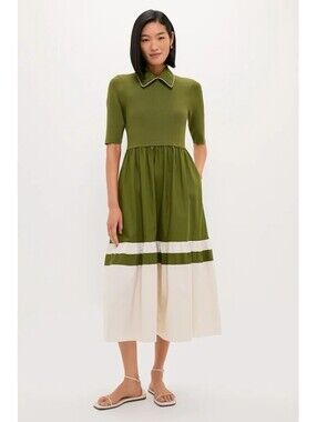Tuckernuck Fern Marina Short Sleeve Collared Midi Dress M NWOT